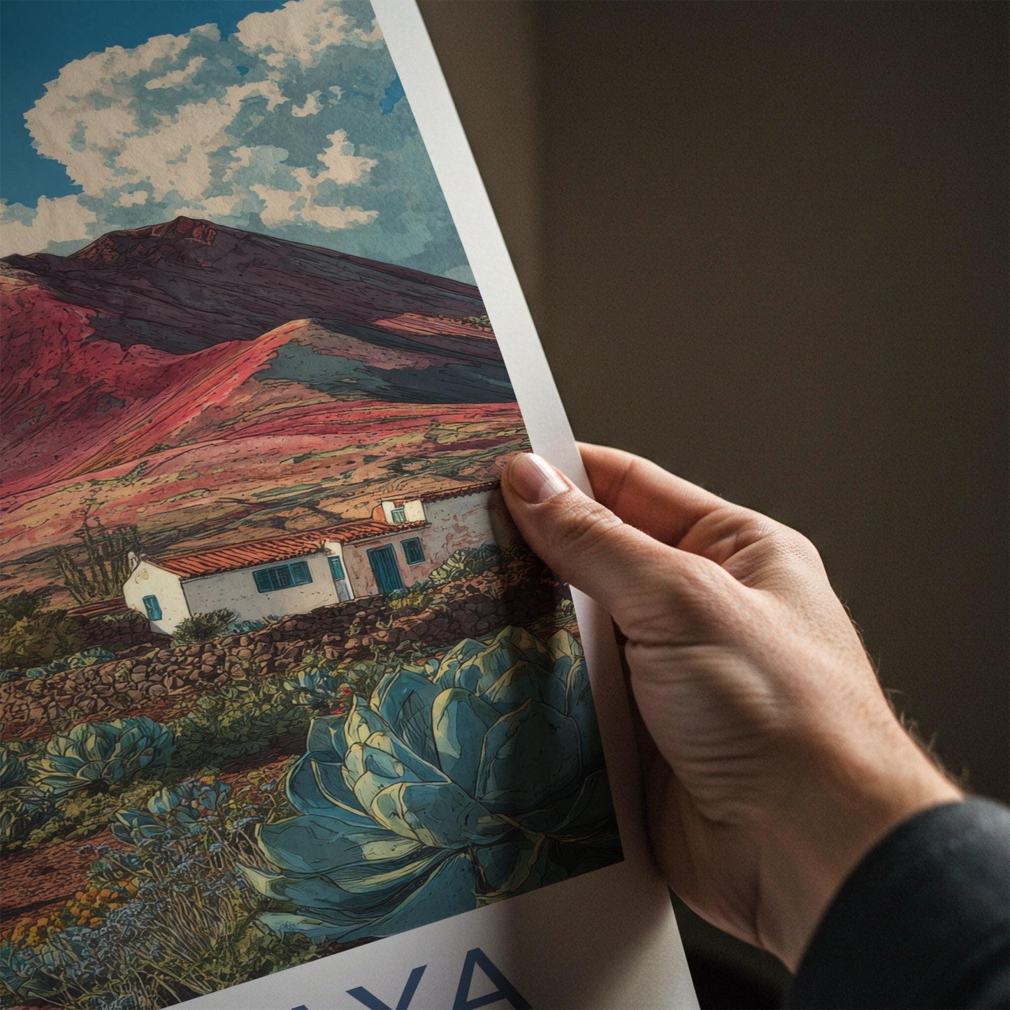 Timanfaya Poster - Spain Wall Art - Red Volcanic Landscape Home Decor
