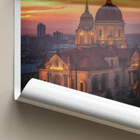 Timisoara Poster - Romania Travel Art - Glowing Cathedral Sunset Home Decor