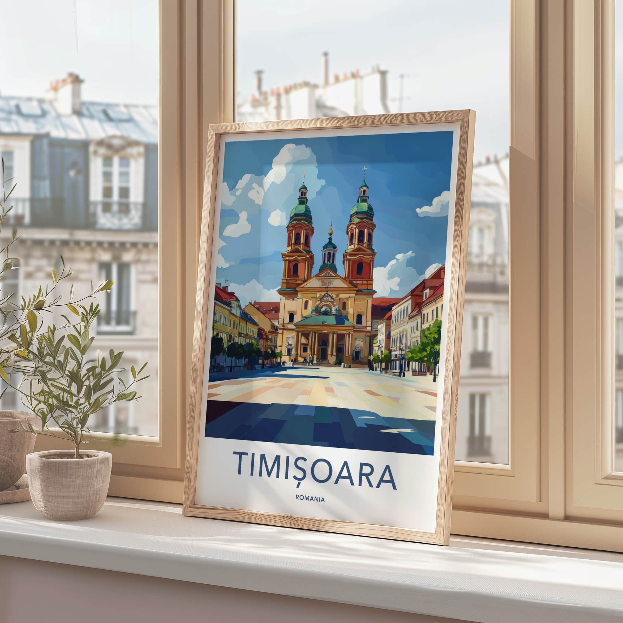 Timisoara Poster - Romania Travel Art - Grand Cathedral Square Home Decor