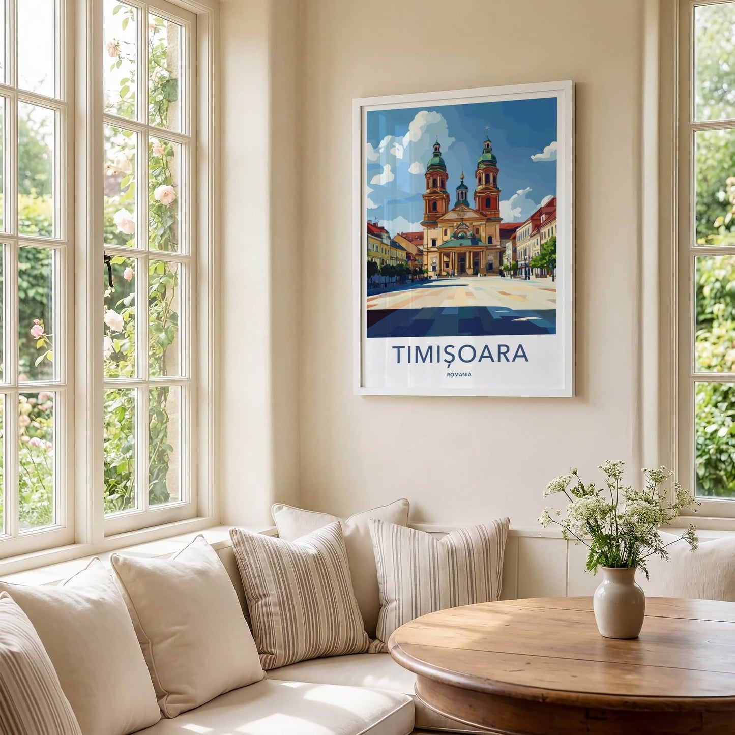 Timisoara Poster - Romania Travel Art - Grand Cathedral Square Home Decor