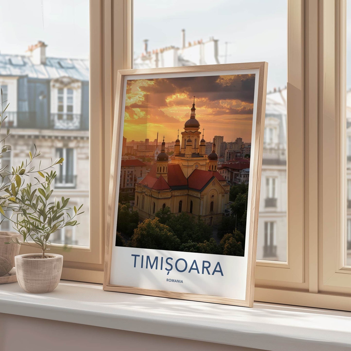 Timisoara Poster - Romania Travel Art - Grand Cathedral Sunset Home Decor