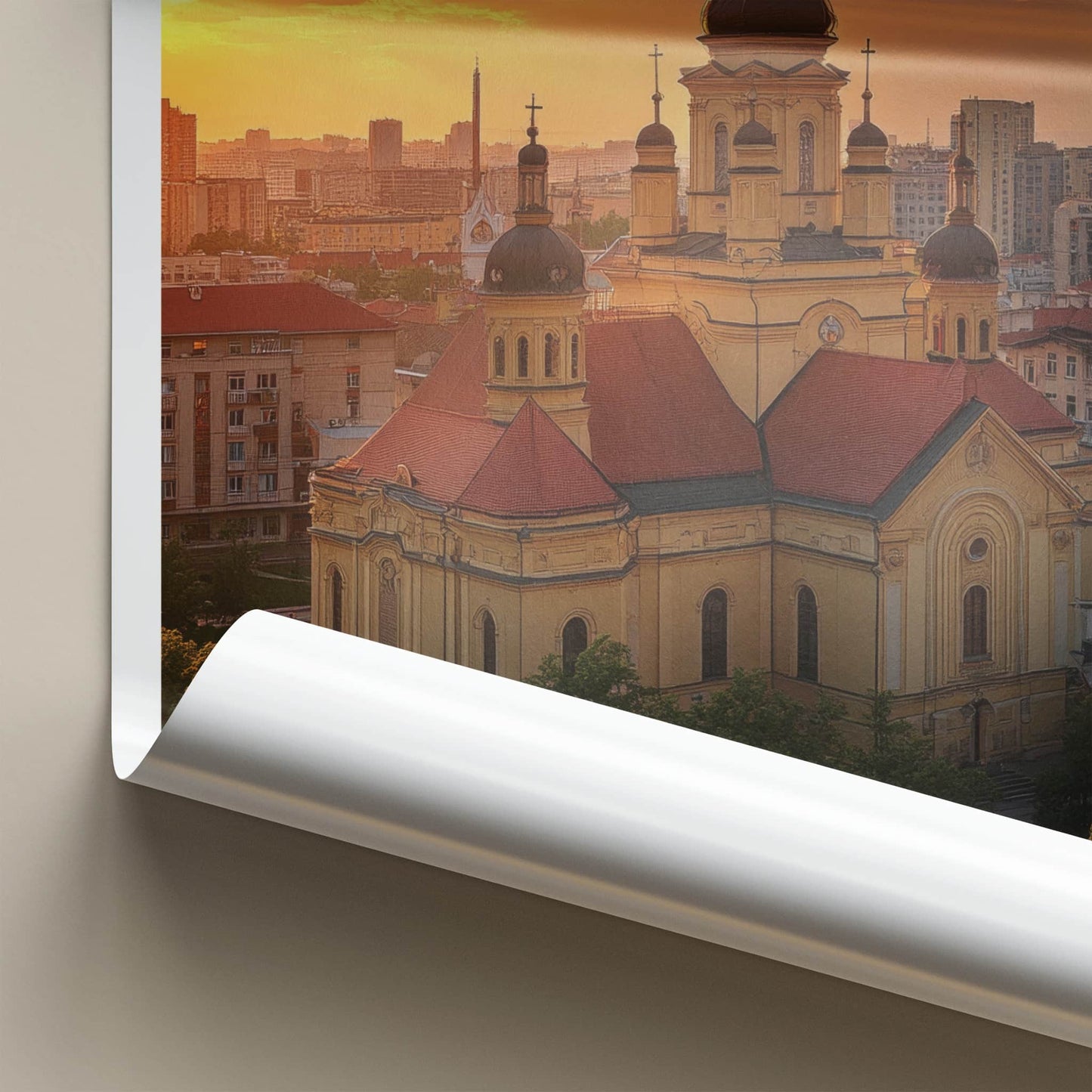 Timisoara Poster - Romania Travel Art - Grand Cathedral Sunset Home Decor