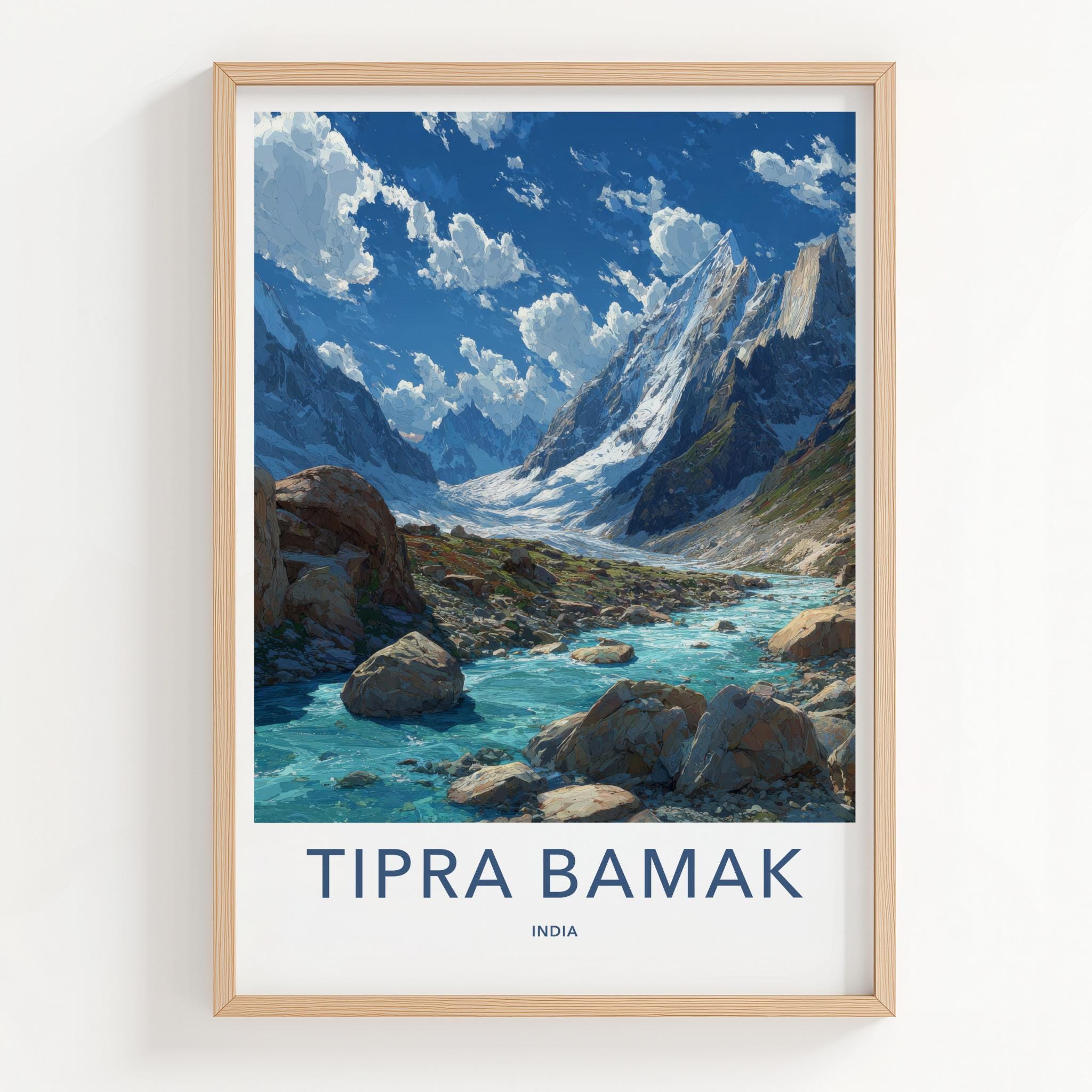 Tipra Bamak Poster - India Travel Art - India River Peaks Home Decor