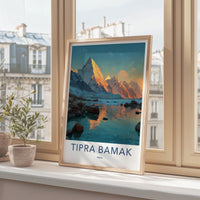 Tipra Bamak Poster - India Travel Art - Uttarakhand Mountains lake reflections Home Decor