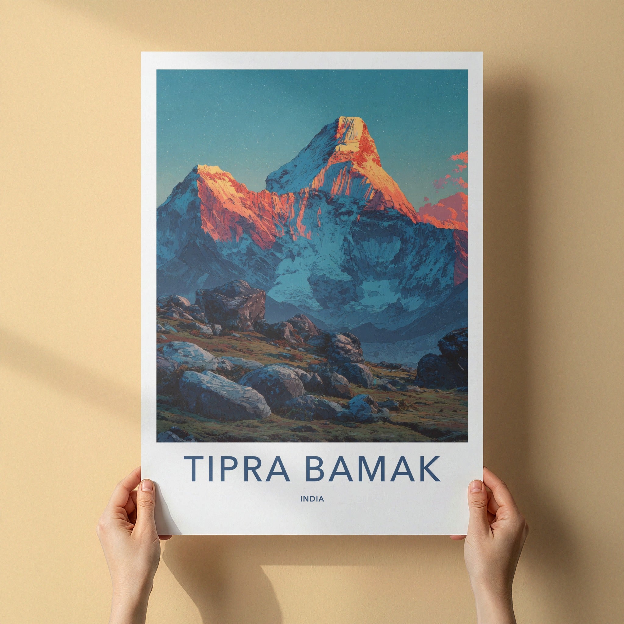 Tipra Bamakh Poster India Orange Peak Mountain Home Art