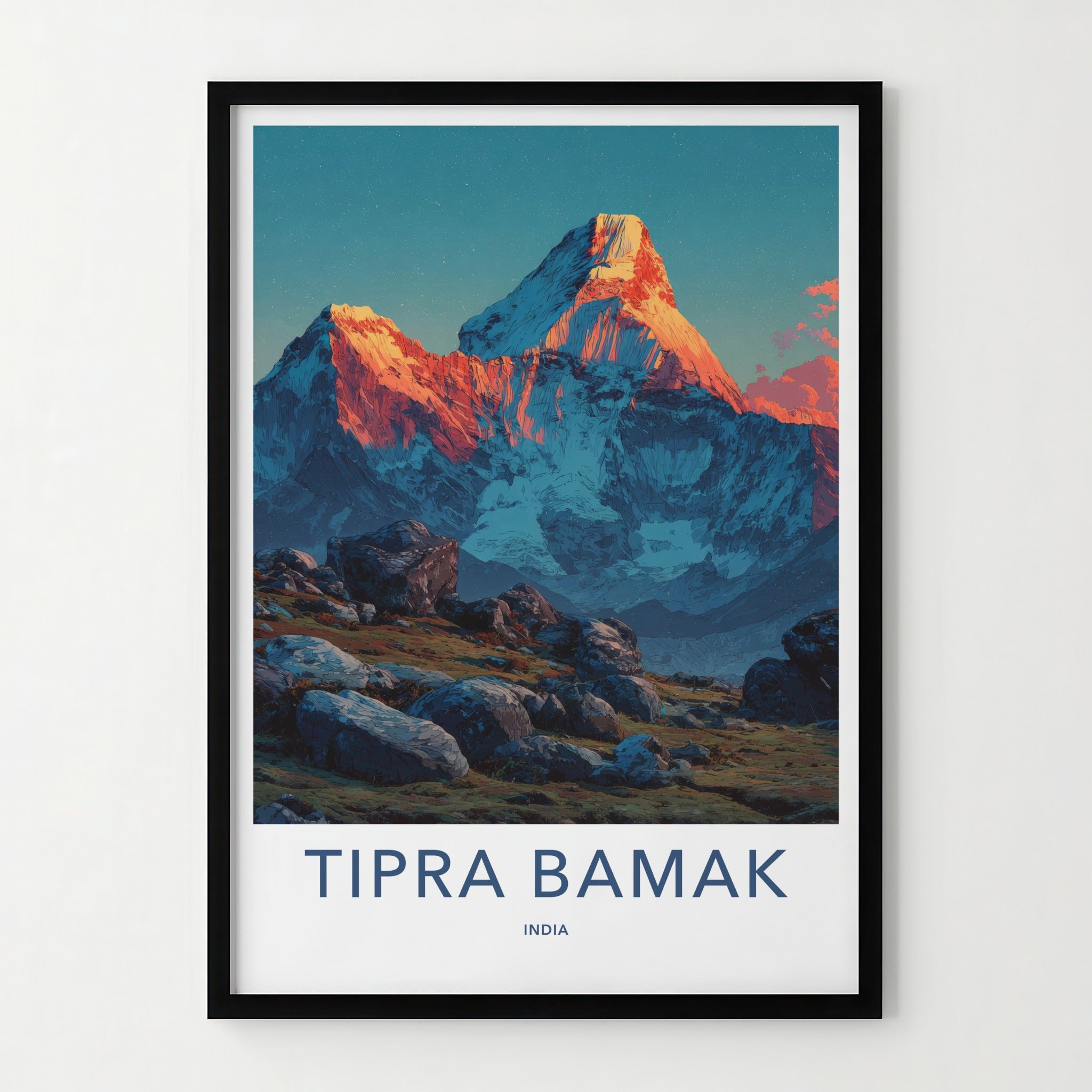 Tipra Bamakh Poster India Orange Peak Mountain Home Art