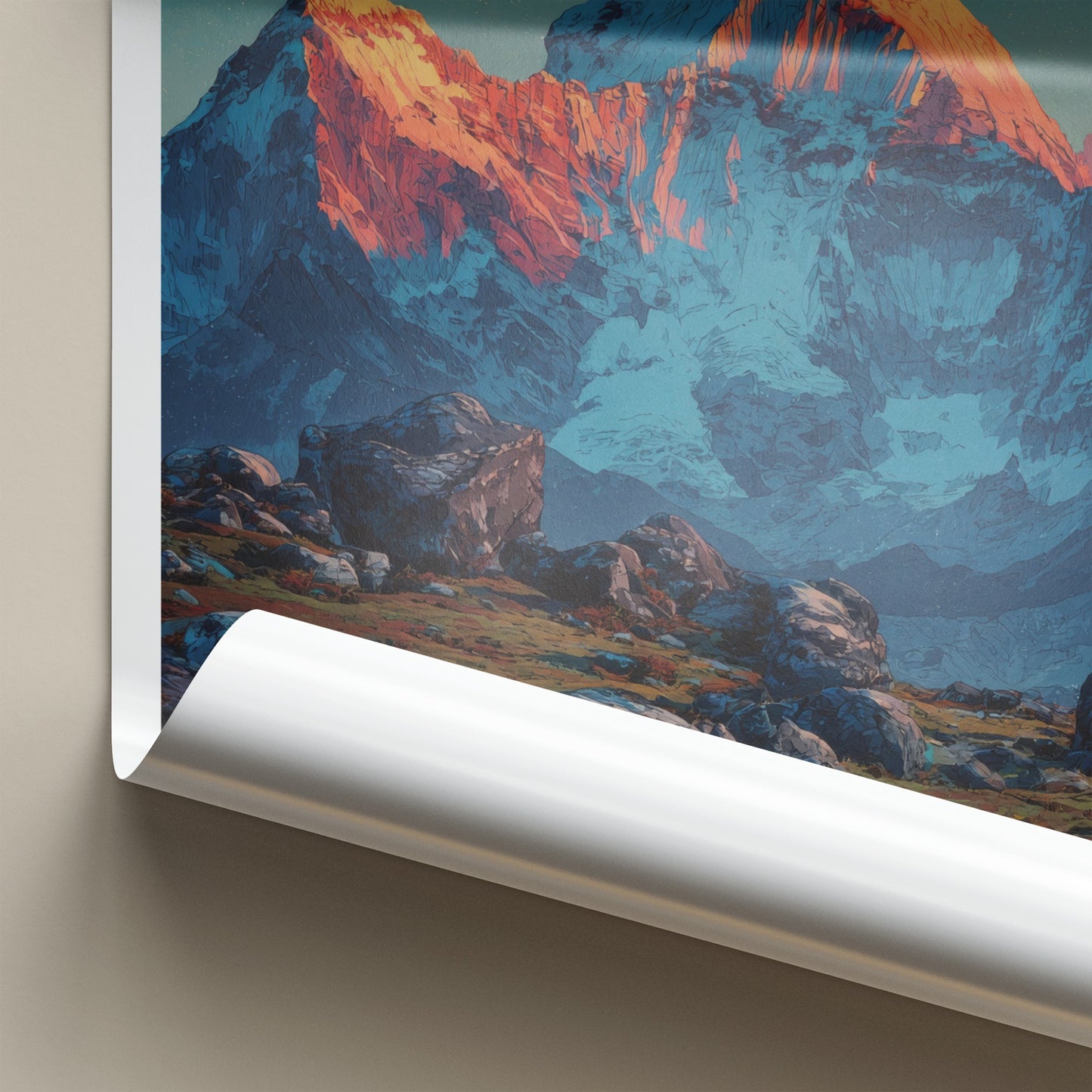 Tipra Bamakh Poster India Orange Peak Mountain Home Art