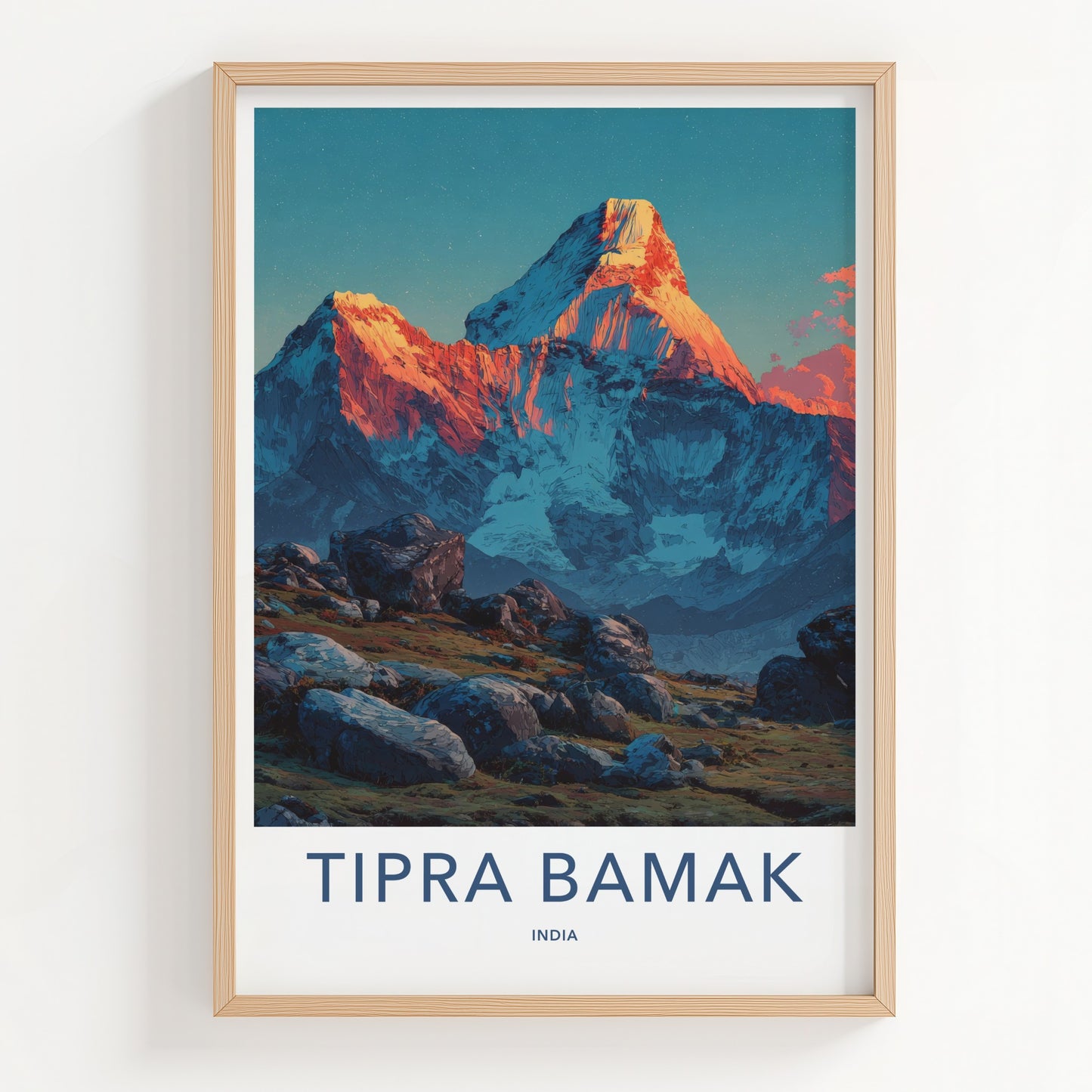 Tipra Bamakh Poster India Orange Peak Mountain Home Art