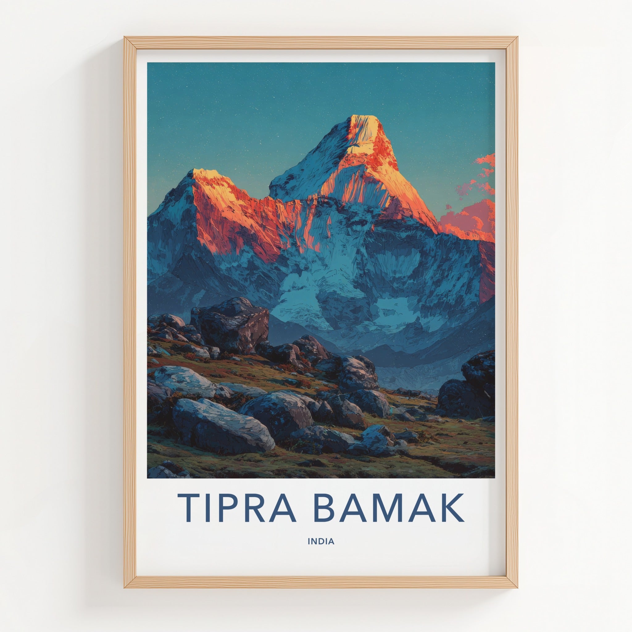 Tipra Bamakh Poster India Orange Peak Mountain Home Art
