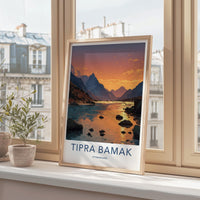 Tipra Bamk Poster - India Travel Art - Uttarakhand Mountain River Sunset Gift
