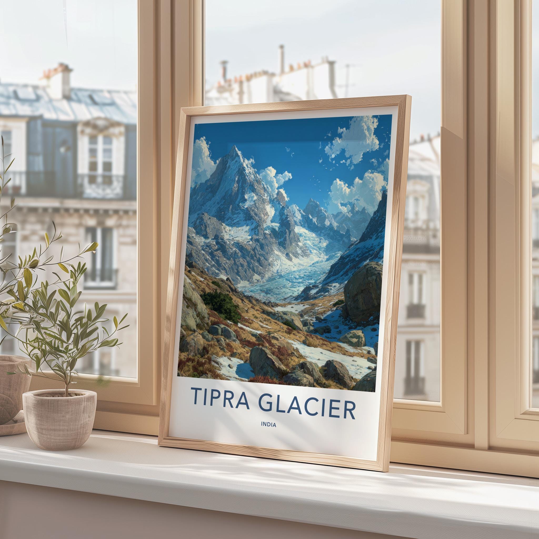 Tipra Glacier Poster - India Travel Art - Uttarakhand ice covered peaks Home Decor