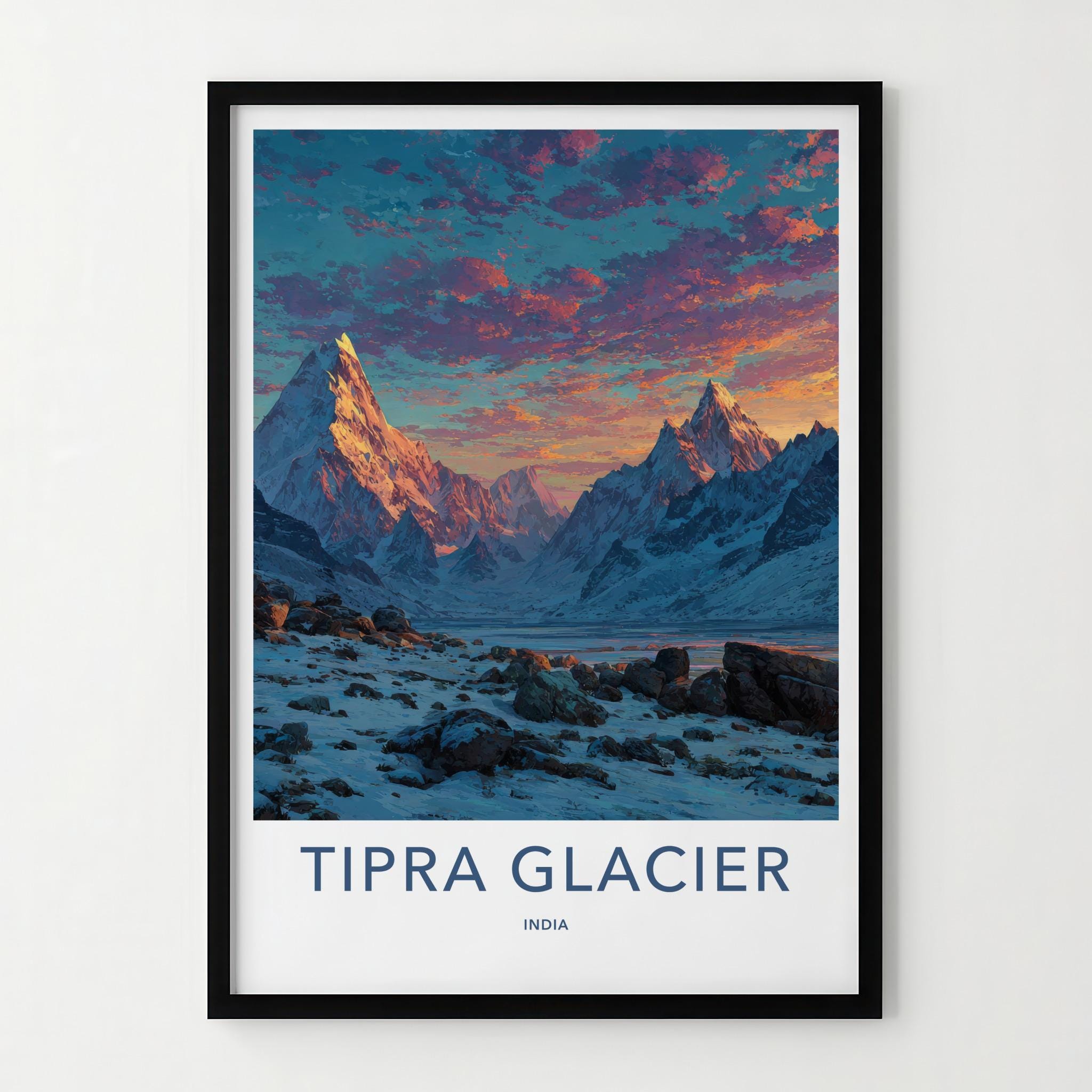 Tipra Glacier Poster - India Wall Art - Uttarakhand Peak Glow Sky Gift