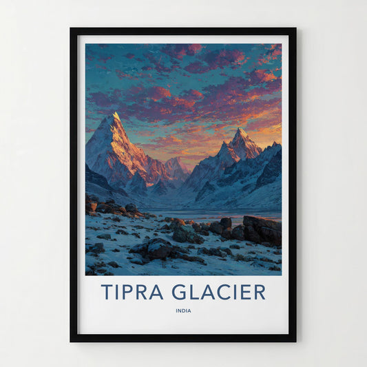 Tipra Glacier Poster - India Wall Art - Uttarakhand Peak Glow Sky Gift