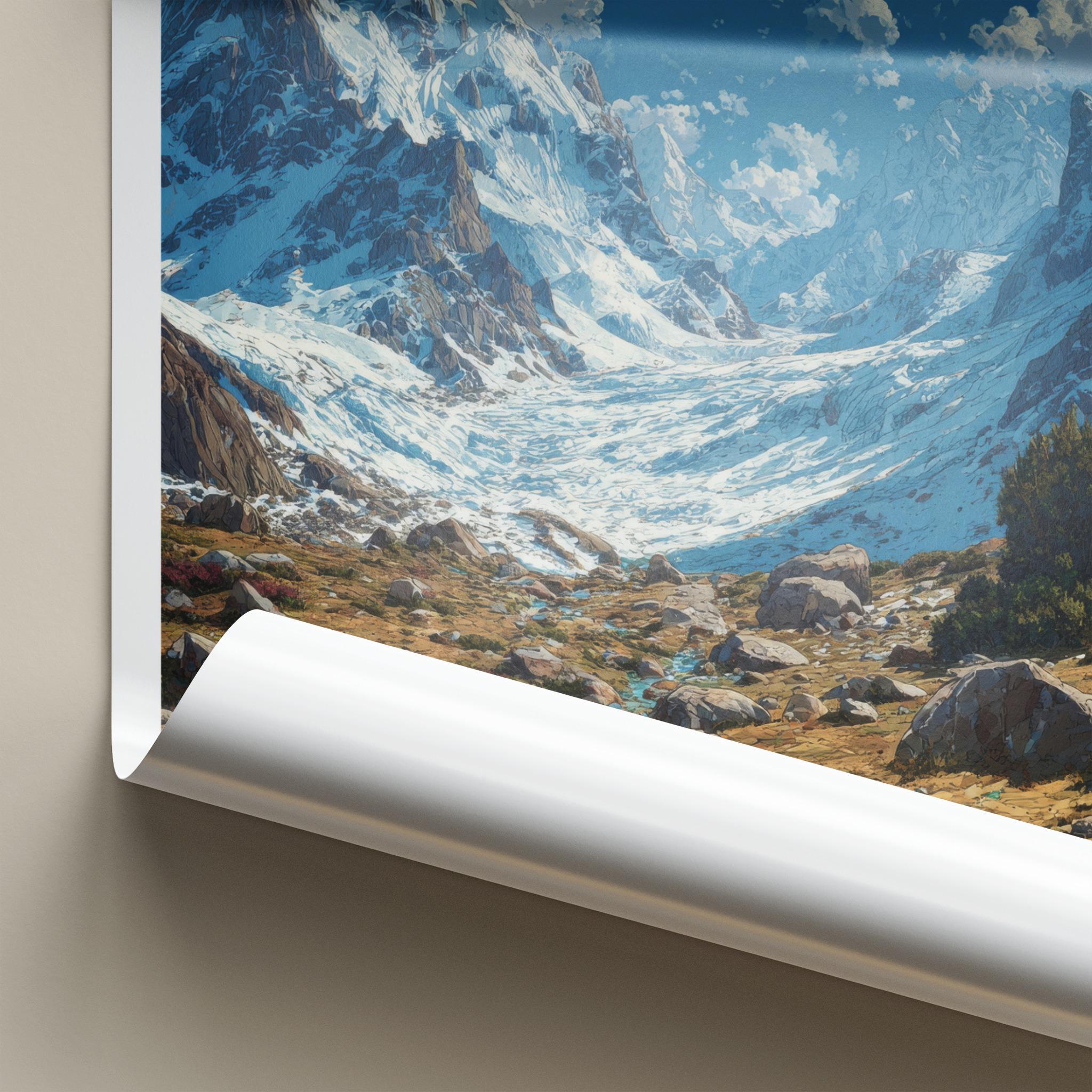 Tipra Glacier Poster - India Wall Art - Uttarakhand Snowy Peak Valley Gift