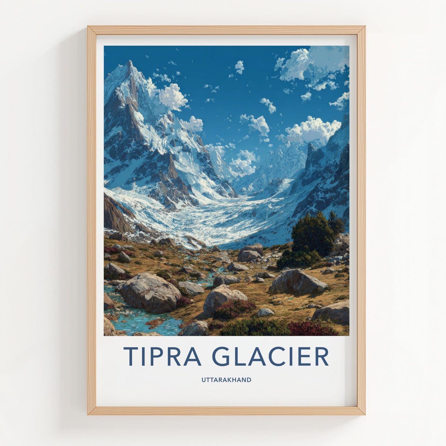 Tipra Glacier Poster - India Wall Art - Uttarakhand Snowy Peak Valley Gift