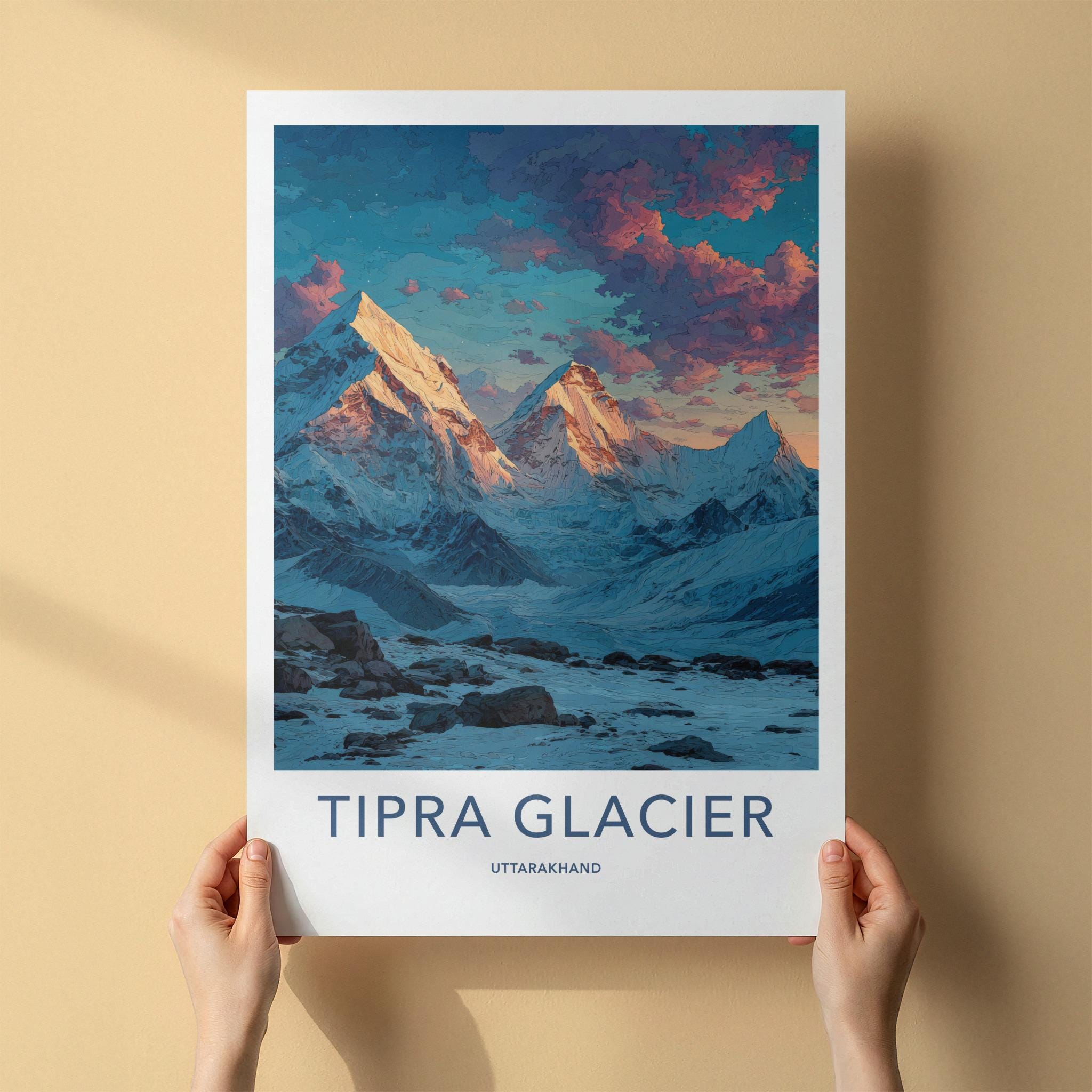 Tipra Glacier Poster - India Wall Art - Uttarakhand Snowy Peaks Home Art