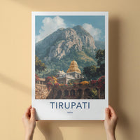 Tirupati Poster - India Art Print - Andhra Pradesh Golden Temple Mountain Gift