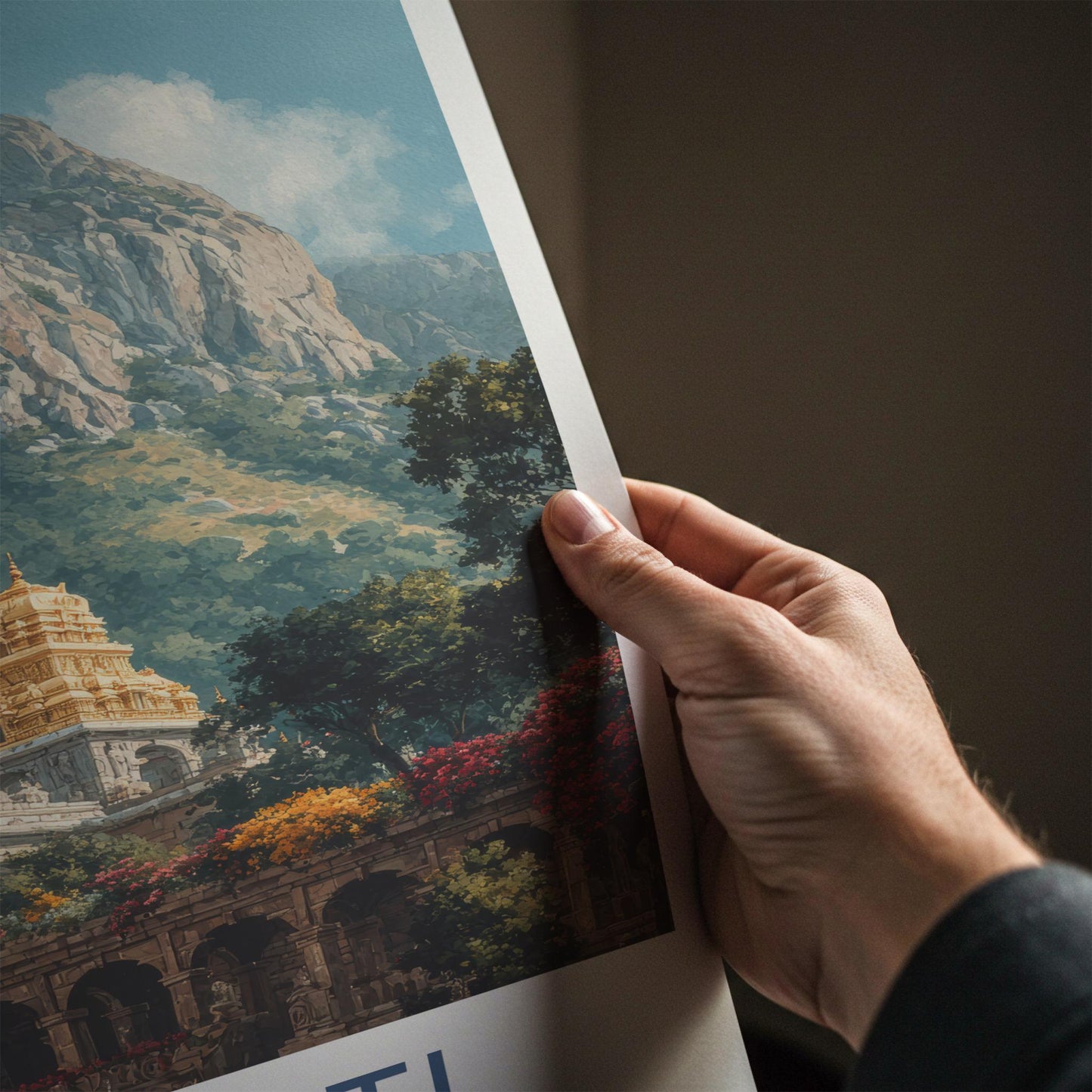Tirupati Poster - India Art Print - Andhra Pradesh Golden Temple Mountain Gift
