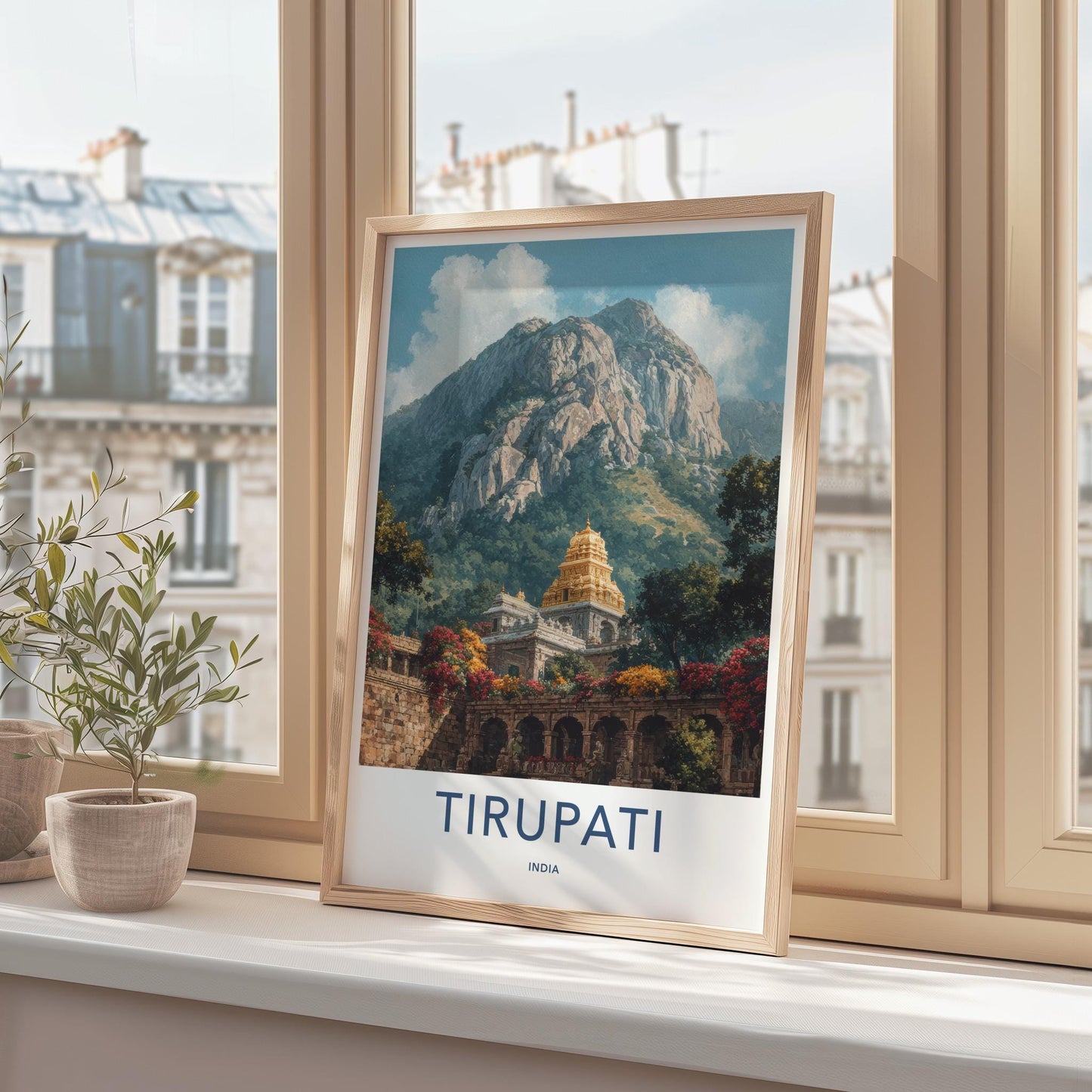 Tirupati Poster - India Art Print - Andhra Pradesh Golden Temple Mountain Gift