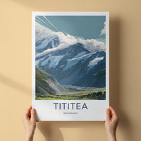 Tititea Poster - New Zealand Travel Art - Glacial Mountain Valley Home Decor