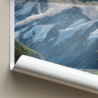 Tititea Poster - New Zealand Travel Art - Glacial Mountain Valley Home Decor