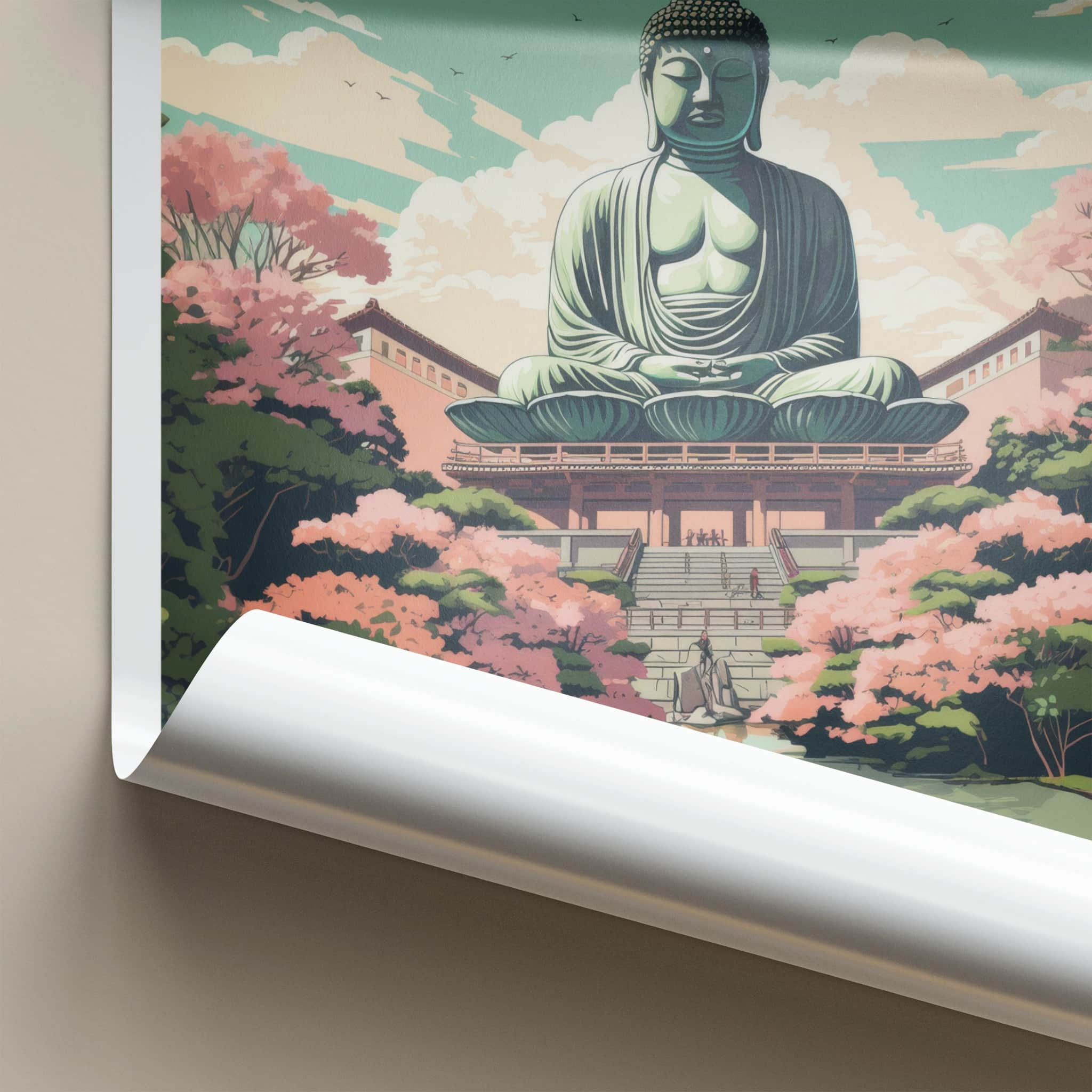 Todai-Ji Poster - Japan Travel Art - Giant Buddha Garden Home Decor