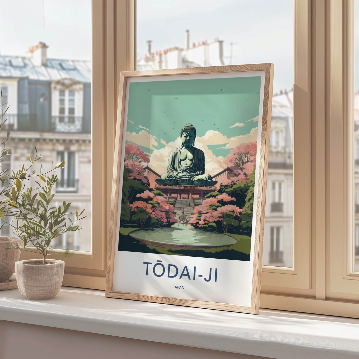Todai-Ji Poster - Japan Travel Art - Giant Buddha Garden Home Decor