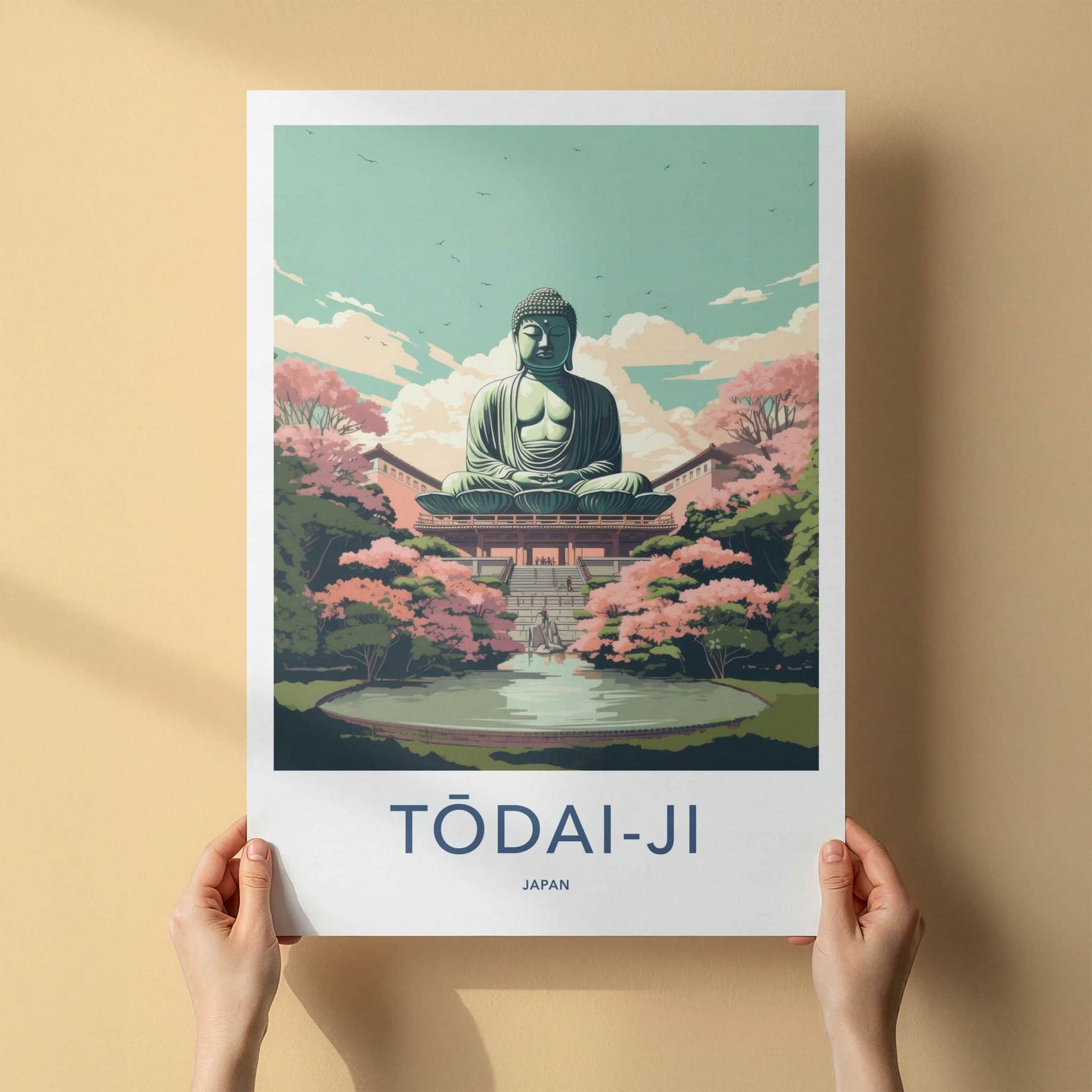 Todai-Ji Poster - Japan Travel Art - Giant Buddha Garden Home Decor