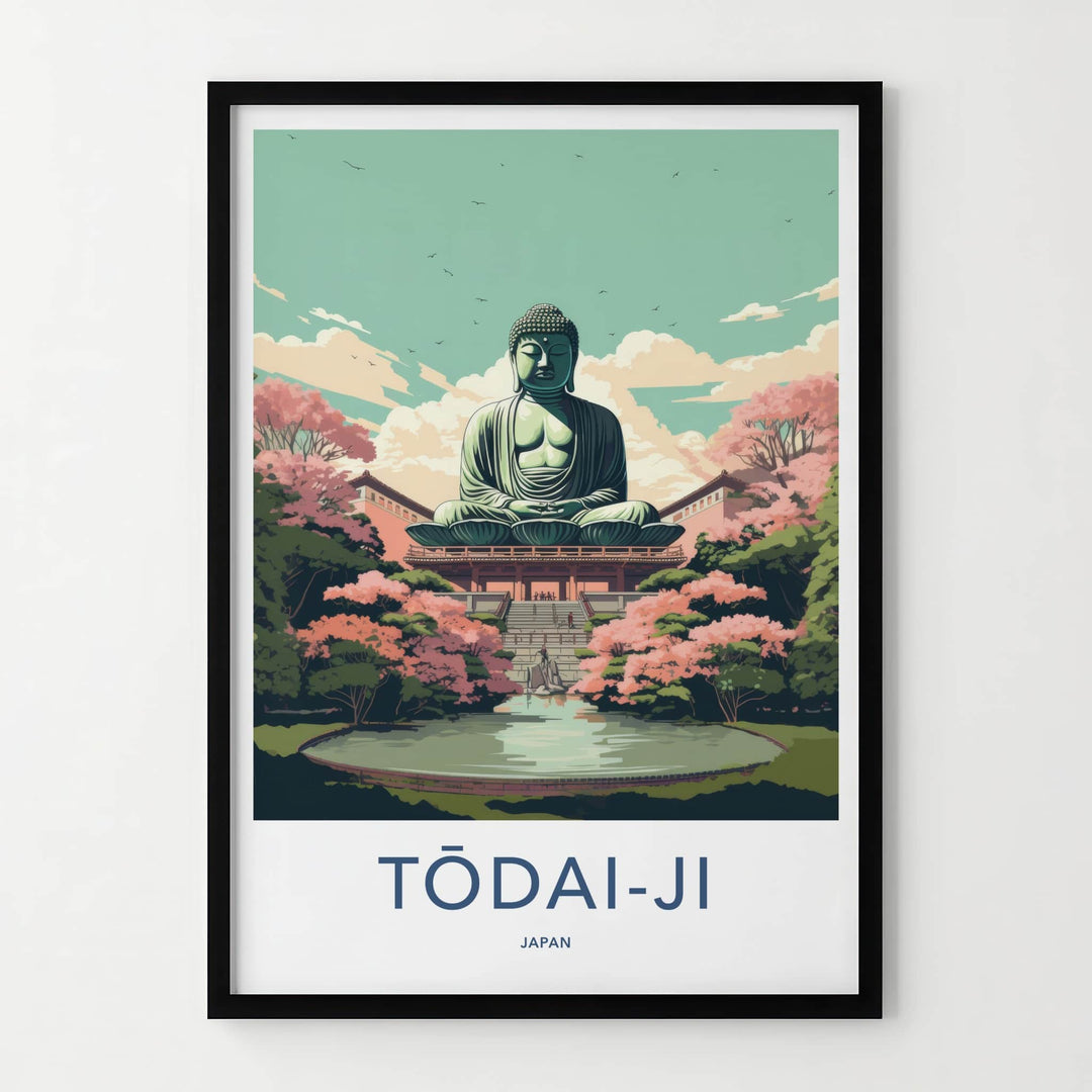 Todai-Ji Poster - Japan Travel Art - Giant Buddha Garden Home Decor