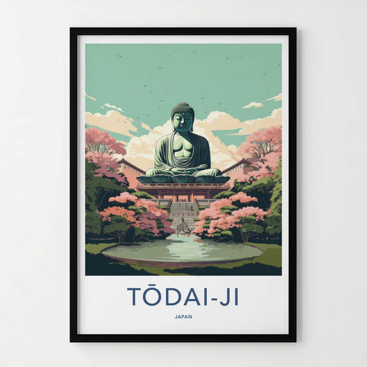 Todai-Ji Poster - Japan Travel Art - Giant Buddha Garden Home Decor
