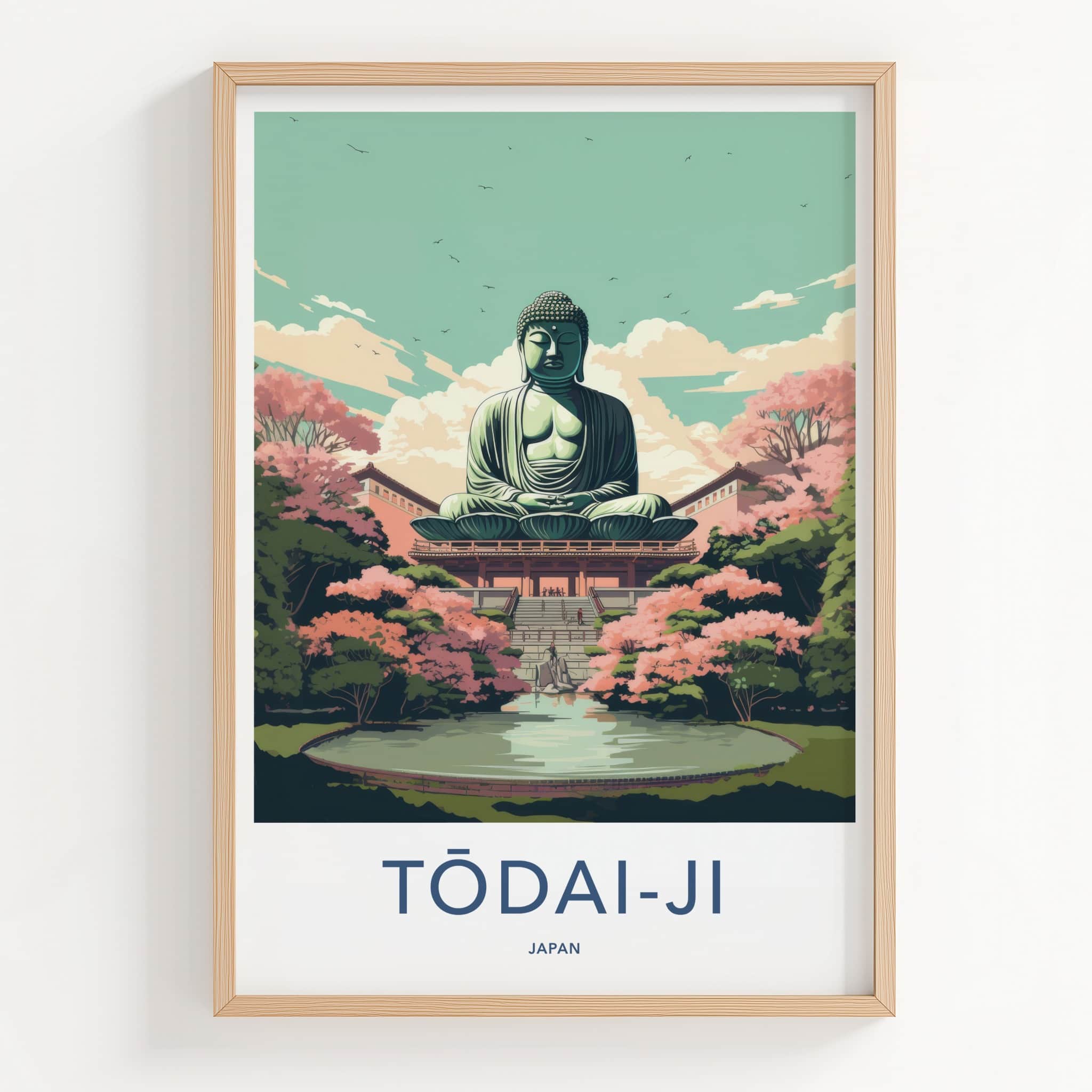 Todai-Ji Poster - Japan Travel Art - Giant Buddha Garden Home Decor