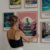 Todai-Ji Poster - Japan Travel Art - Giant Buddha Sakura Home Decor