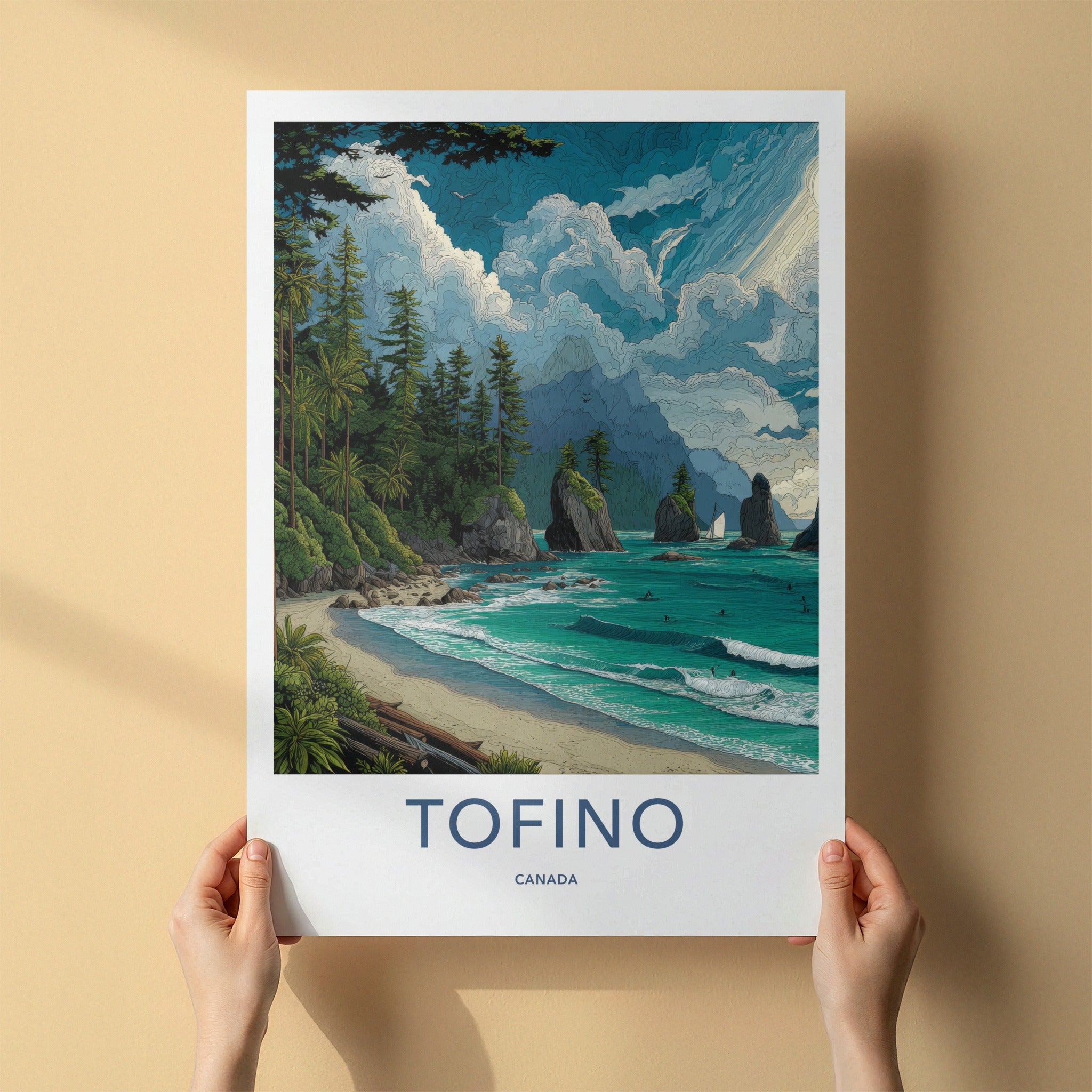 Tofino Poster - Canada Travel Art - Coastal Cliffs Ocean Home Decor