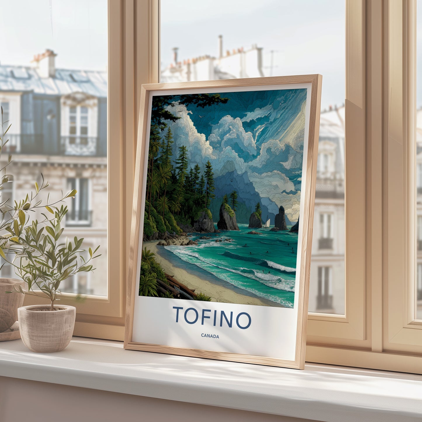 Tofino Poster - Canada Travel Art - Coastal Cliffs Ocean Home Decor