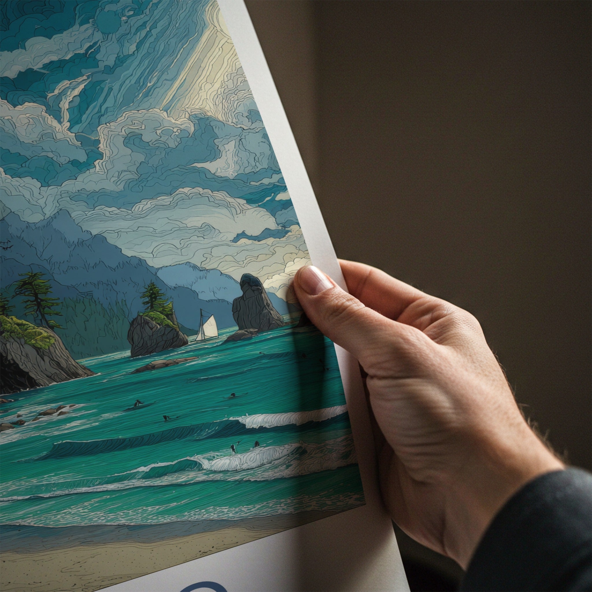 Tofino Poster - Canada Travel Art - Coastal Cliffs Ocean Home Decor