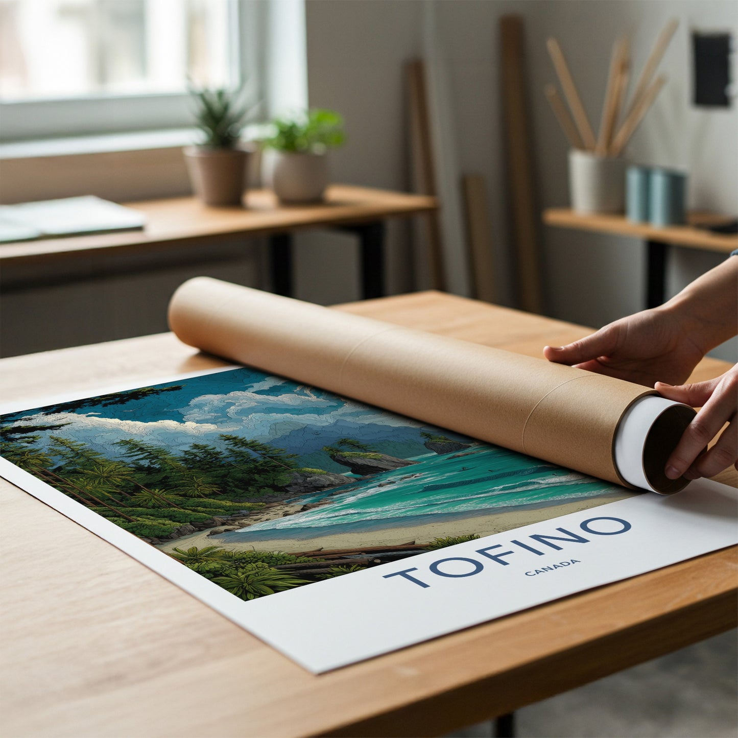 Tofino Poster - Canada Travel Art - Coastal Cliffs Ocean Home Decor