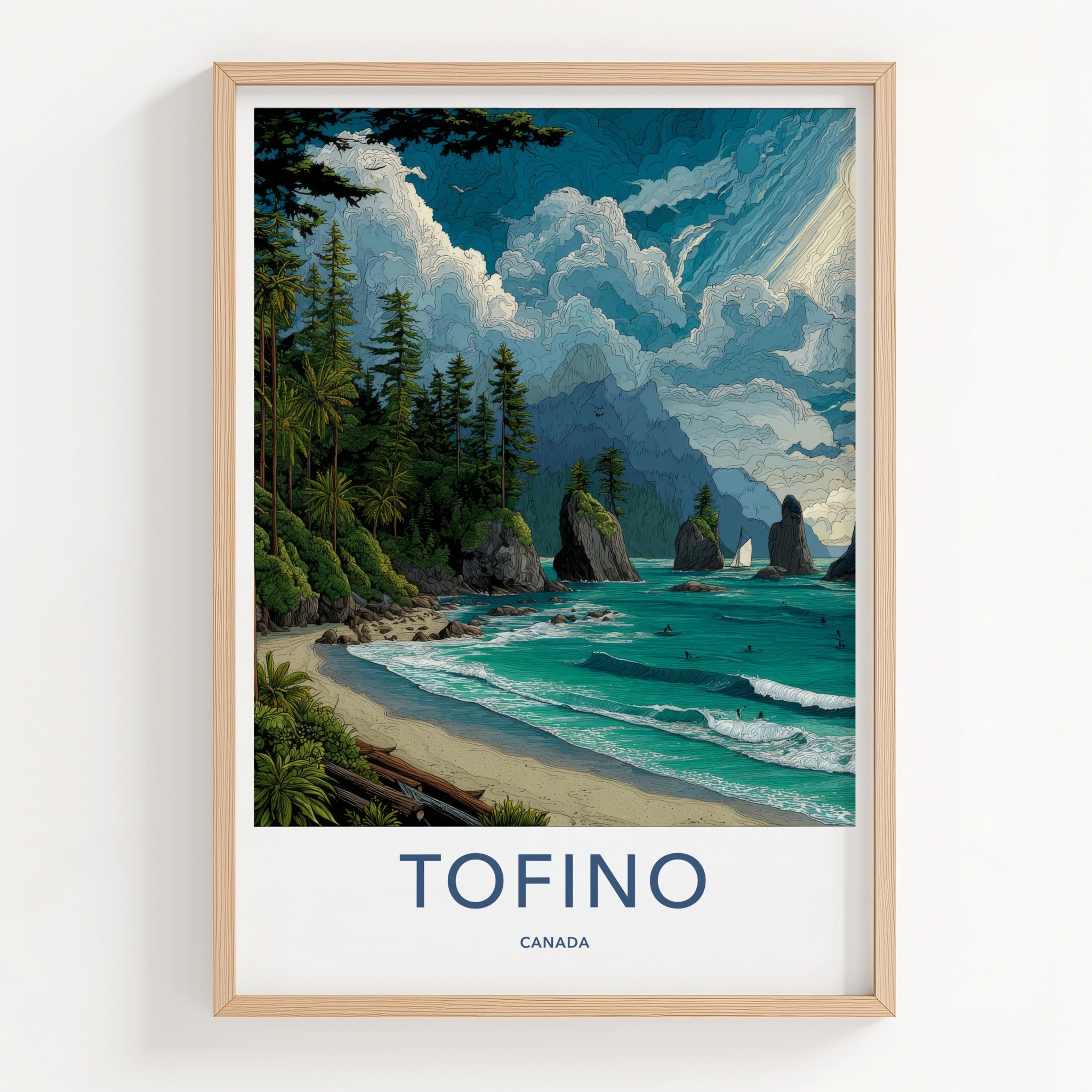 Tofino Poster - Canada Travel Art - Coastal Cliffs Ocean Home Decor