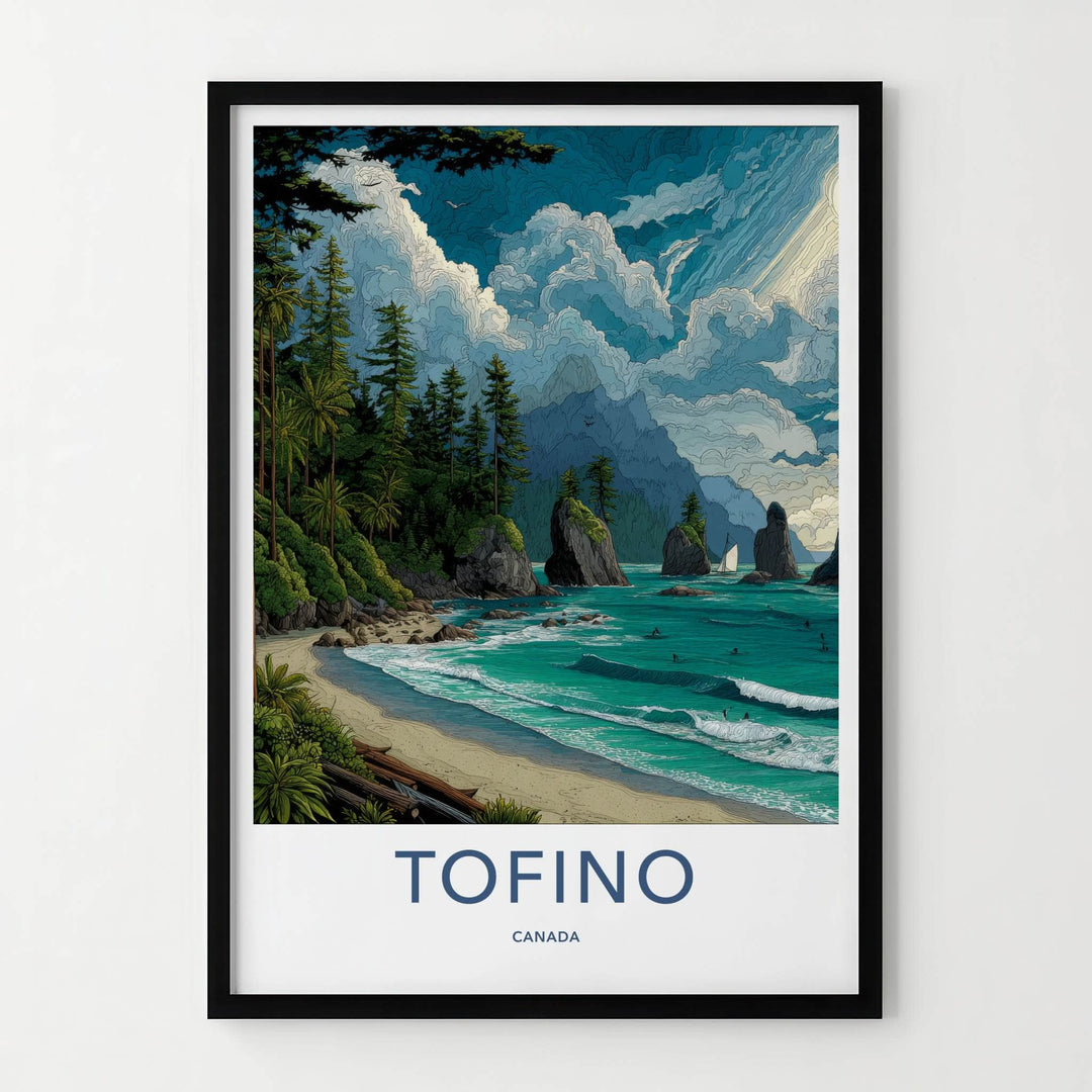 Tofino Poster - Canada Travel Art - Coastal Cliffs Ocean Home Decor