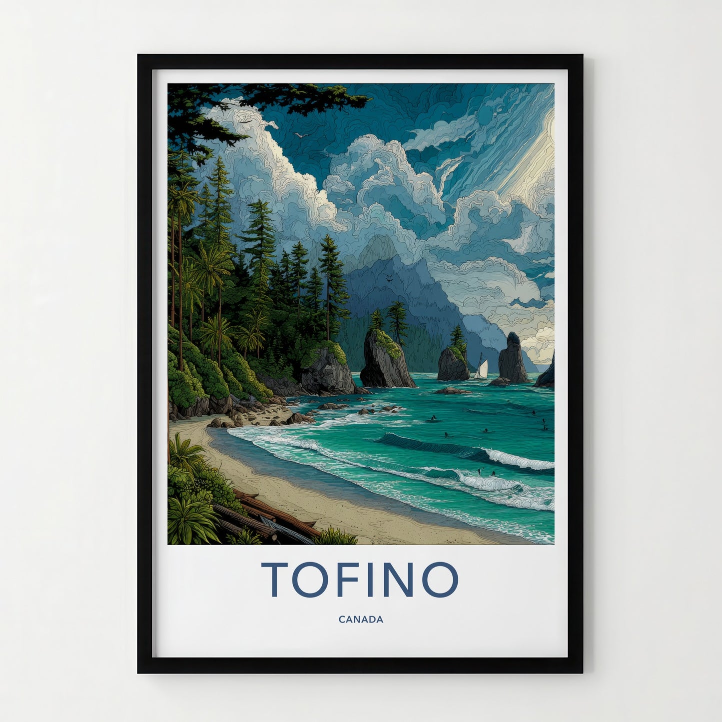 Tofino Poster - Canada Travel Art - Coastal Cliffs Ocean Home Decor