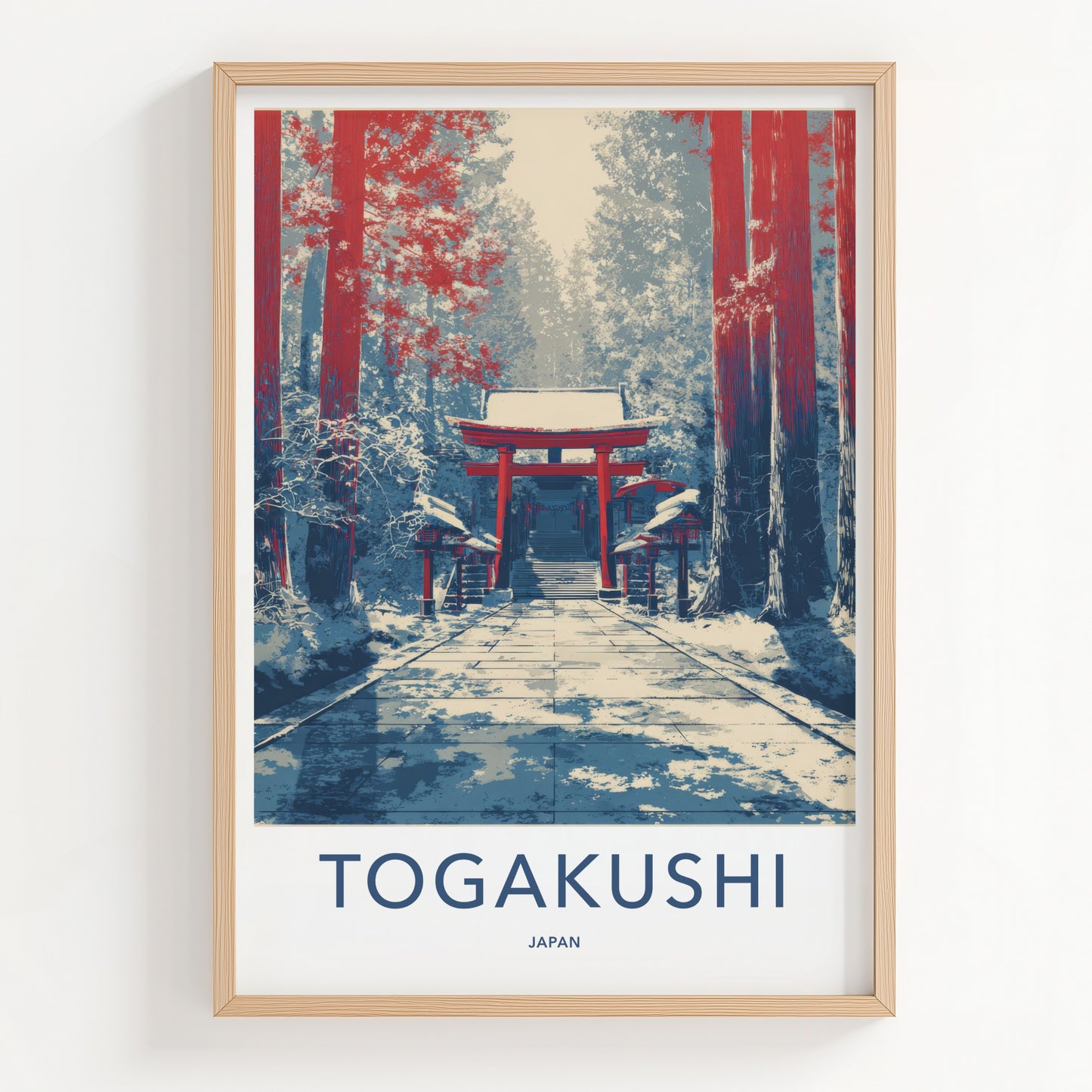 Togakushi Poster Japan Snowy Torii Gate Art Print Home Decor