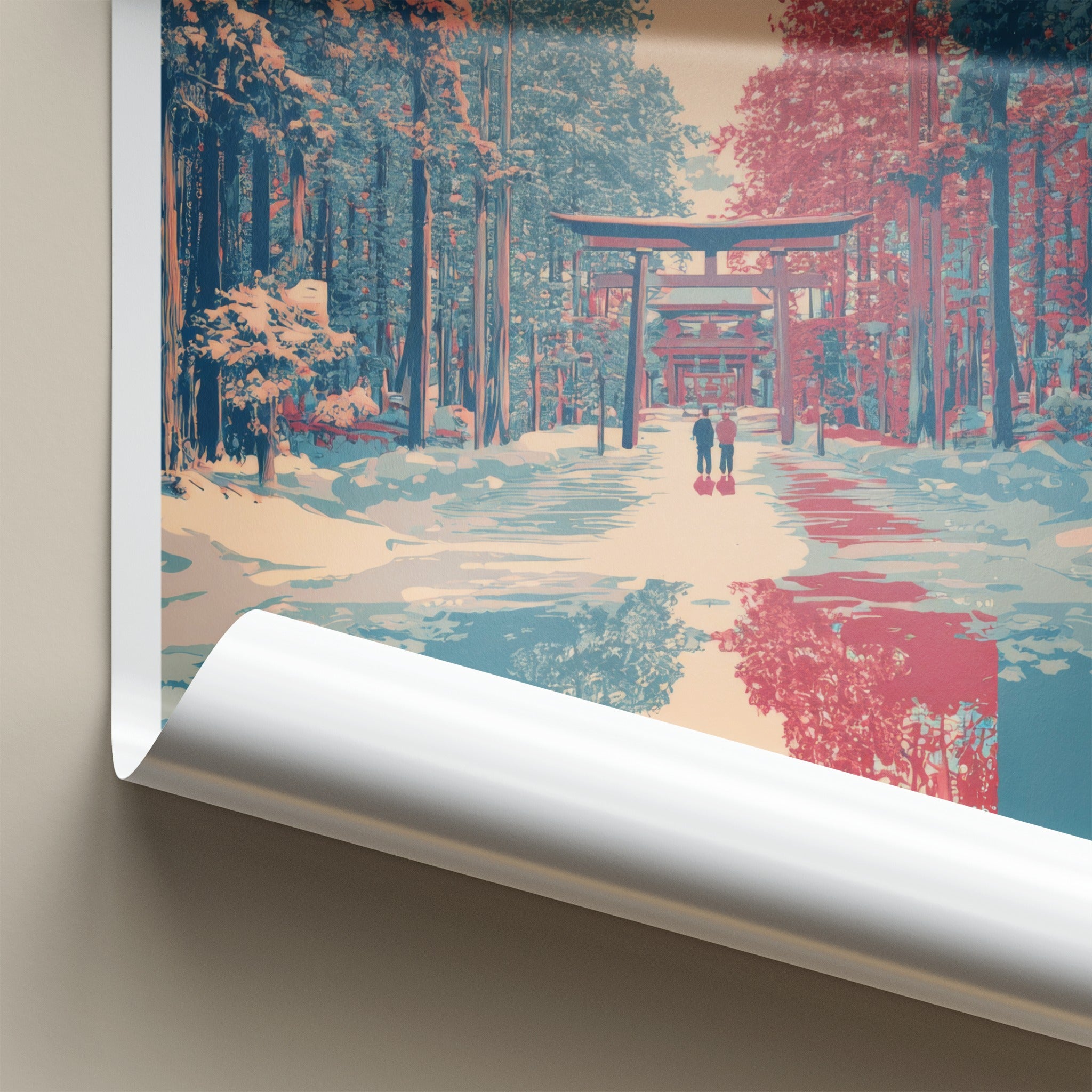 Togakushi Poster Japan Torii Gate Winter Travel Art Home Decor