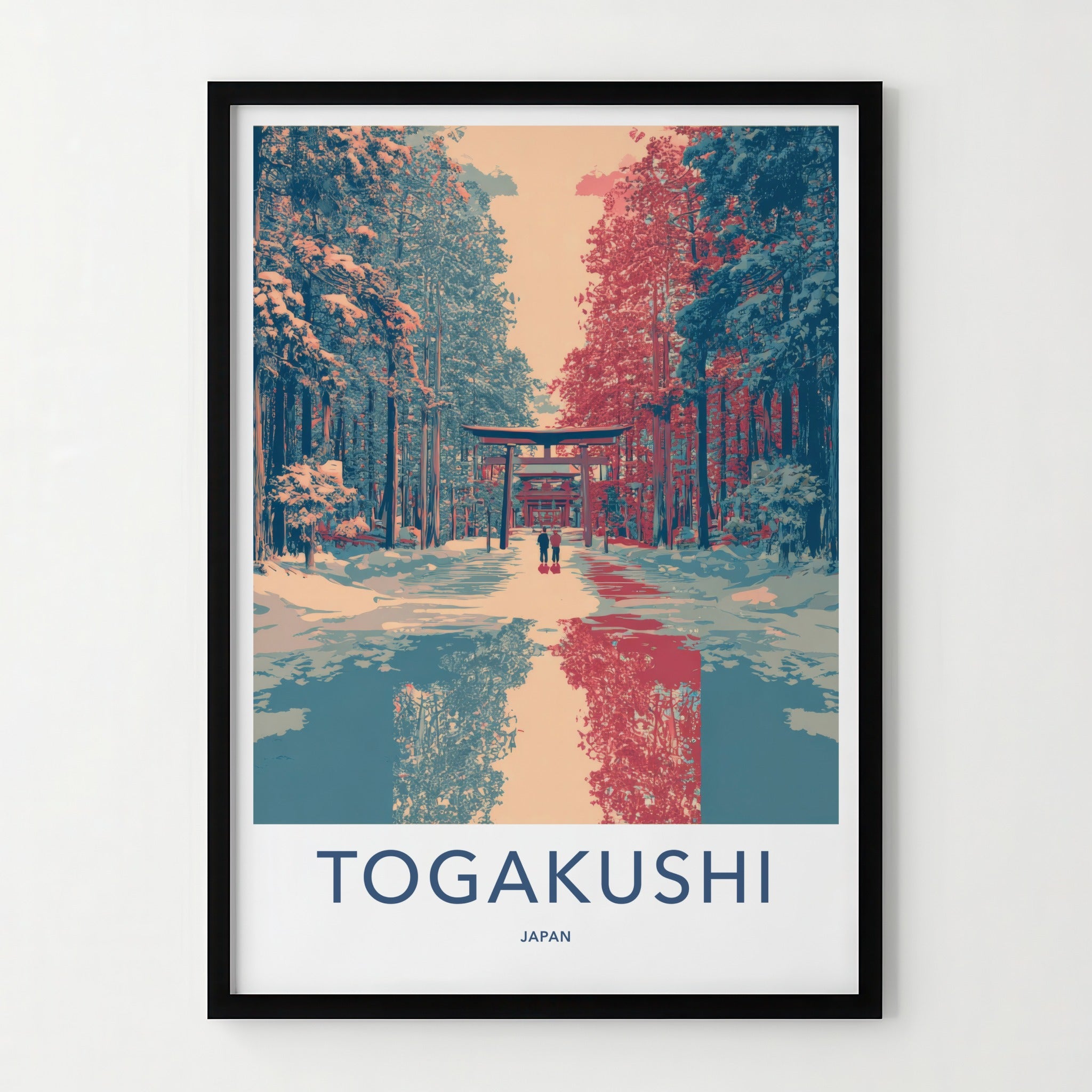 Togakushi Poster Japan Torii Gate Winter Travel Art Home Decor