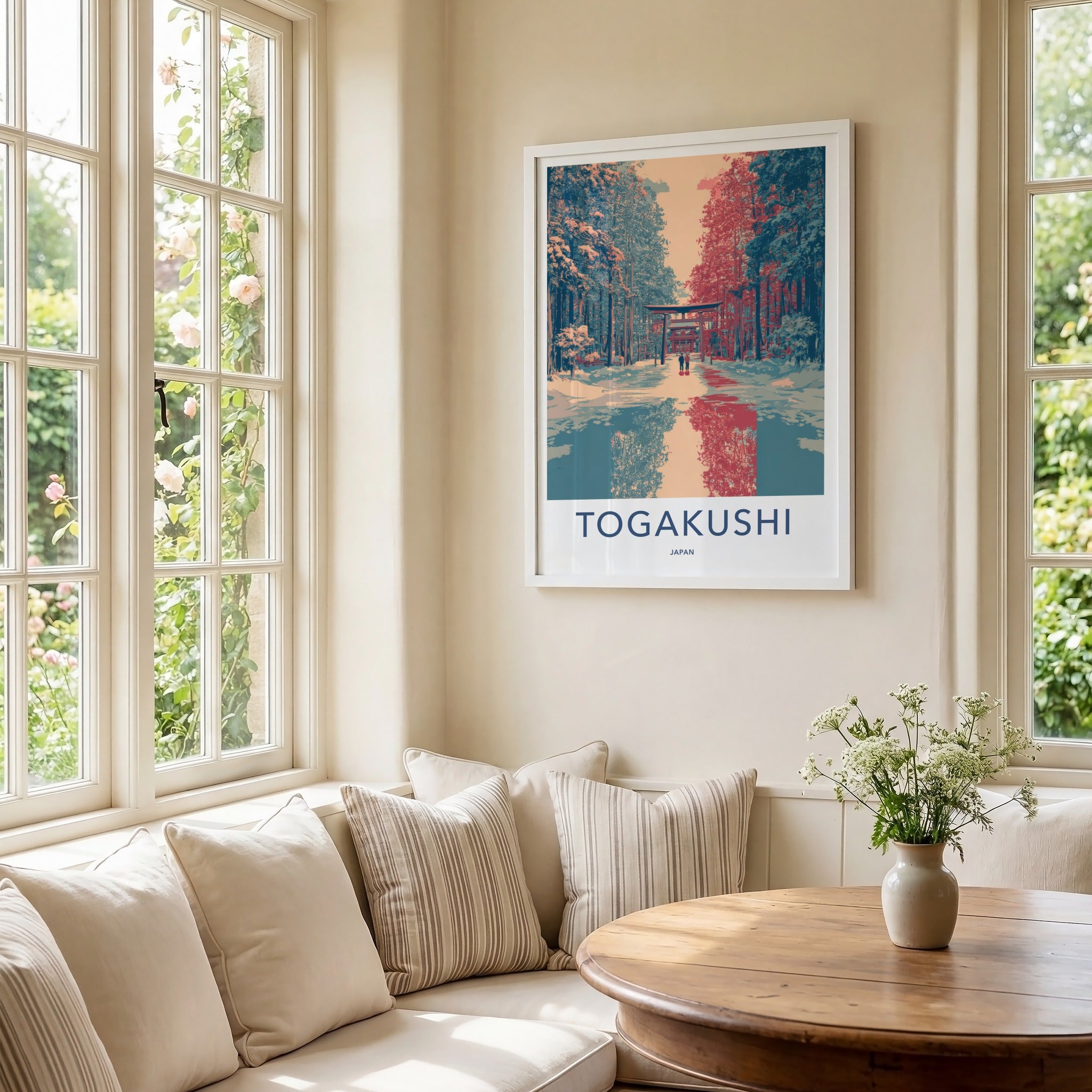 Togakushi Poster Japan Torii Gate Winter Travel Art Home Decor