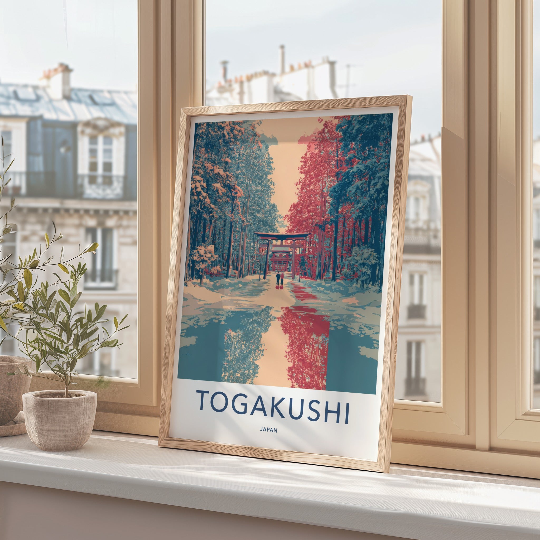 Togakushi Poster Japan Torii Gate Winter Travel Art Home Decor