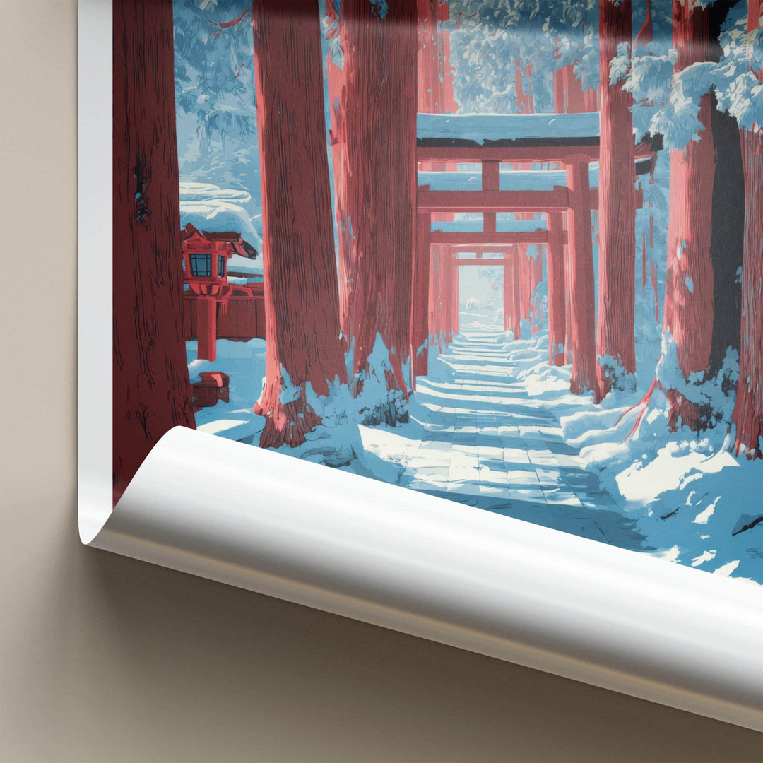 Togakushi Poster - Japan Travel Art - Winter Torii Path Home Decor
