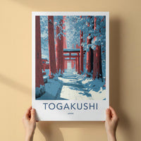 Togakushi Poster - Japan Travel Art - Winter Torii Path Home Decor