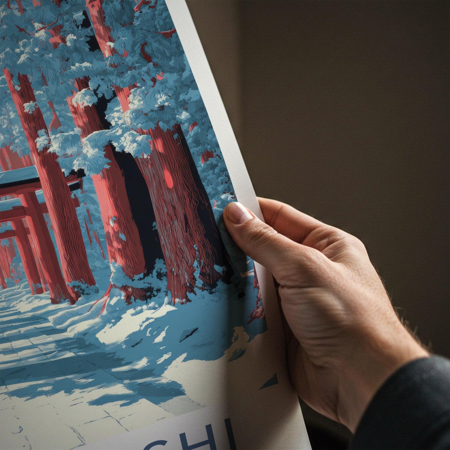 Togakushi Poster - Japan Travel Art - Winter Torii Path Home Decor