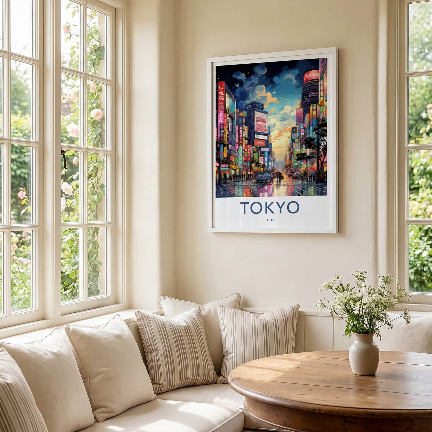 Tokyo Poster - Japan Framed Print - Neon City Sunset Lounge Decor
