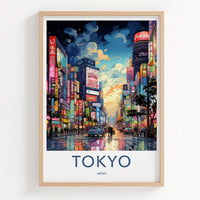 Tokyo Poster - Japan Framed Print - Neon City Sunset Lounge Decor