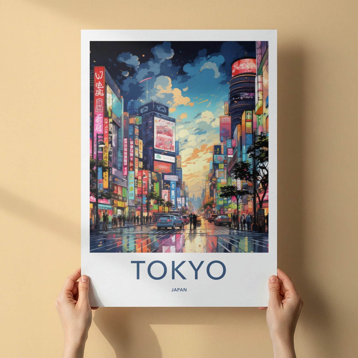 Tokyo Poster - Japan Framed Print - Neon City Sunset Lounge Decor